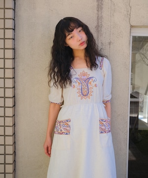 【送料無料】70's-80's embroidery summer dress MADE IN ITALY