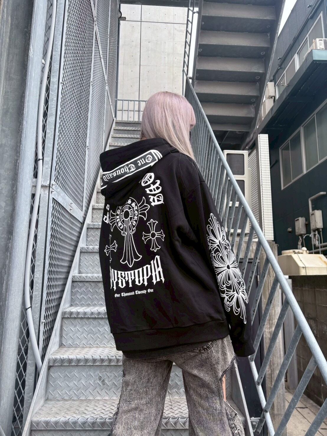 ロージーモンスター ハート ロゴ ストライプ シャツ ブラック 新品 タグ付き ロージーモンスター ハート ロゴ ストライプ シャツ ブラック