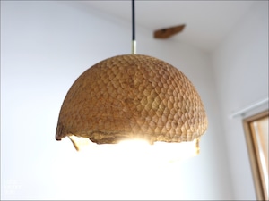 チーク無垢材 ペンダントライトKul 天井照明 照明器具 手彫りランプシェード 吊り下げ灯 明かり 削り出し 世界三大銘木