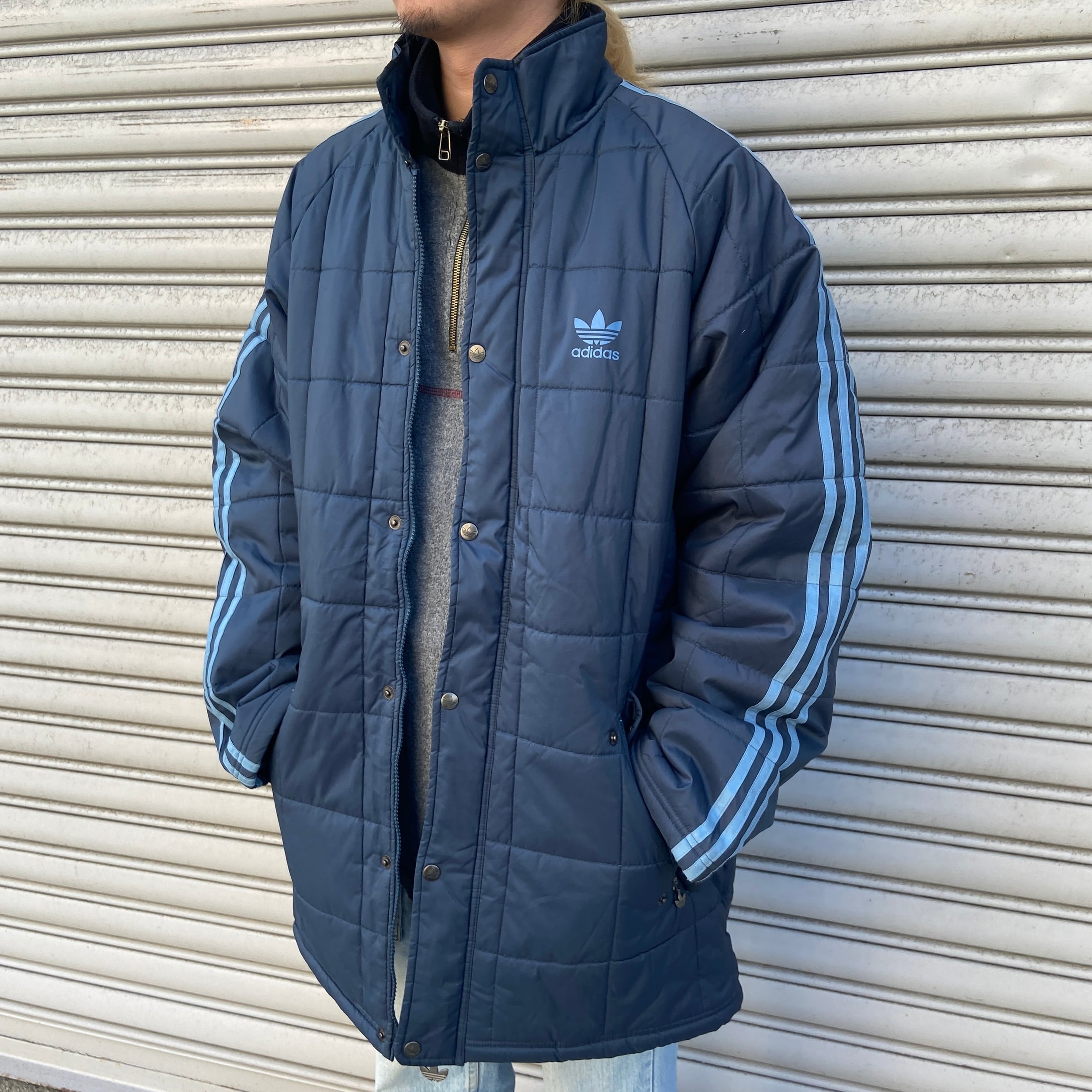 90s adidas 中綿キルティングジャケット ベンチコート トレフォイルロゴ | 古着屋 Uan powered by BASE