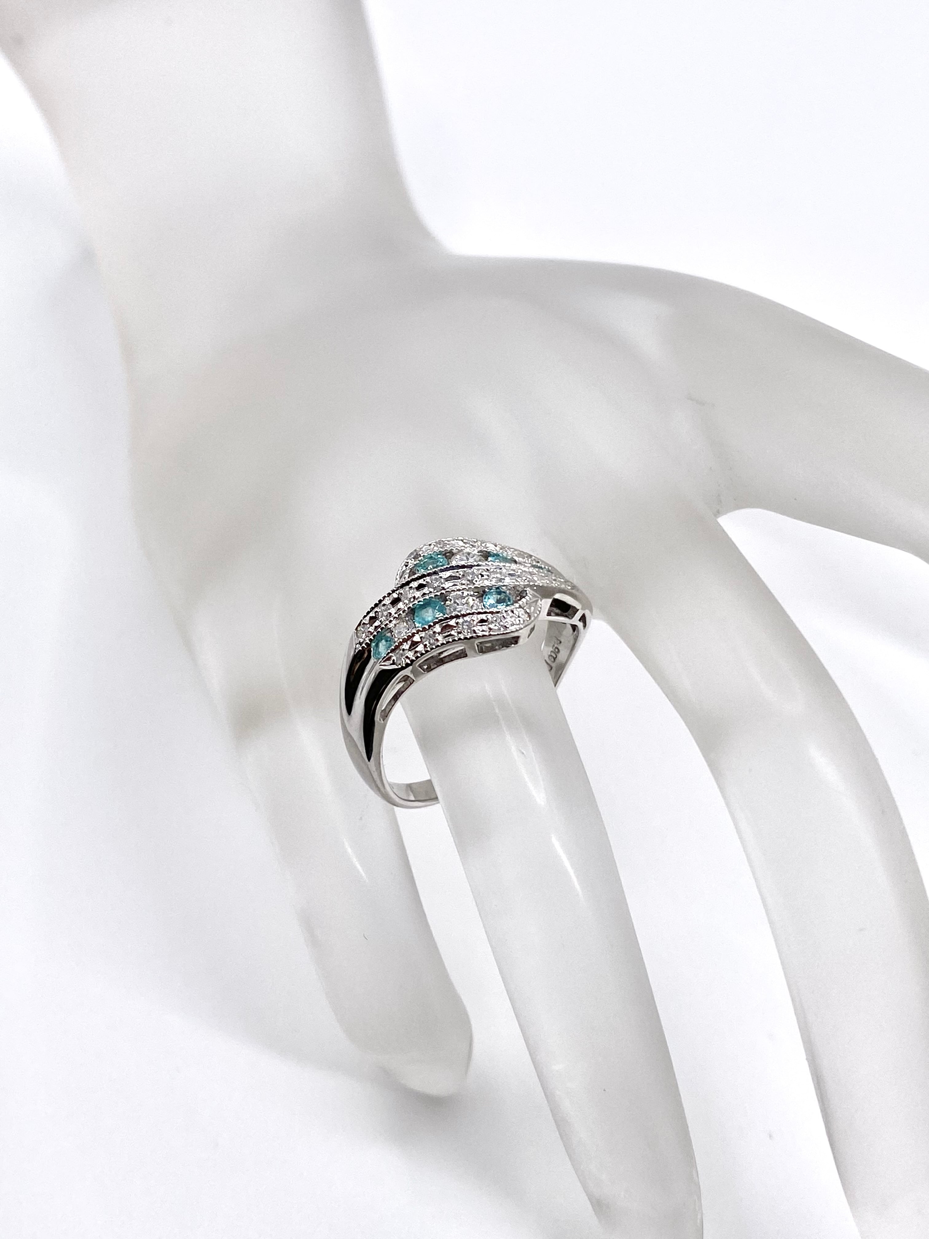 パライバトルマリン 計0.245ct / ダイヤモンド 計0.37ct Pt900 リング