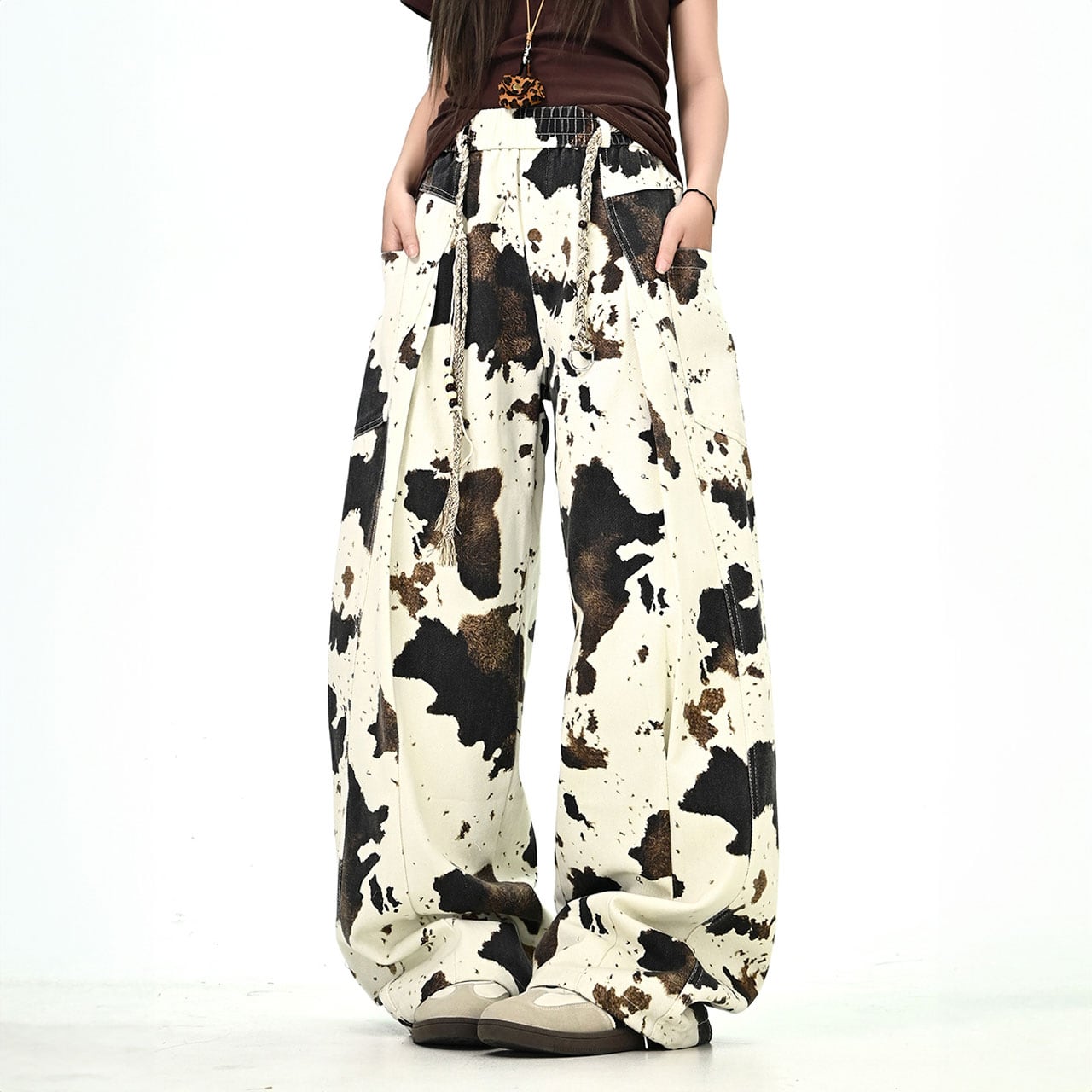 カウパターングラフィックワイドパンツ R01065