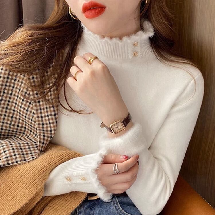 【tops】裹起毛ニットトップス M26436