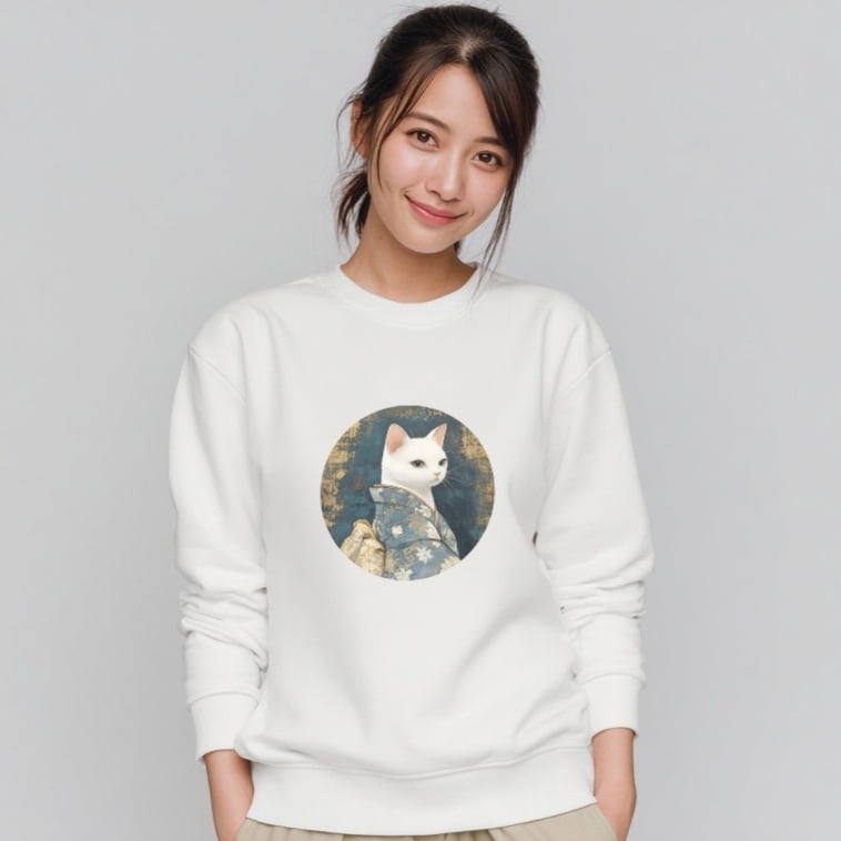 「蒼金の刻-優美な肖像」スウェット リブ付/"Blue Gold - Graceful Portrait" Sweatshirt with Ribbed Detail