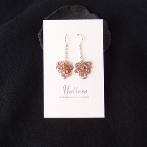 【K14gf】Change Garnet Dangling Earrings／チェンジガーネット 小房ピアス