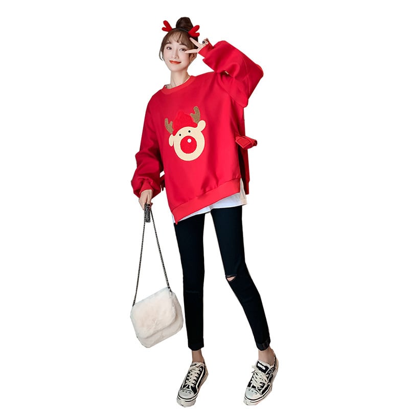 【新作】【送料無料】 冬のクリスマスルーズマタニティ服セーターマタニティ服マタニティセーター ウィンター 冬物 expec59536766529