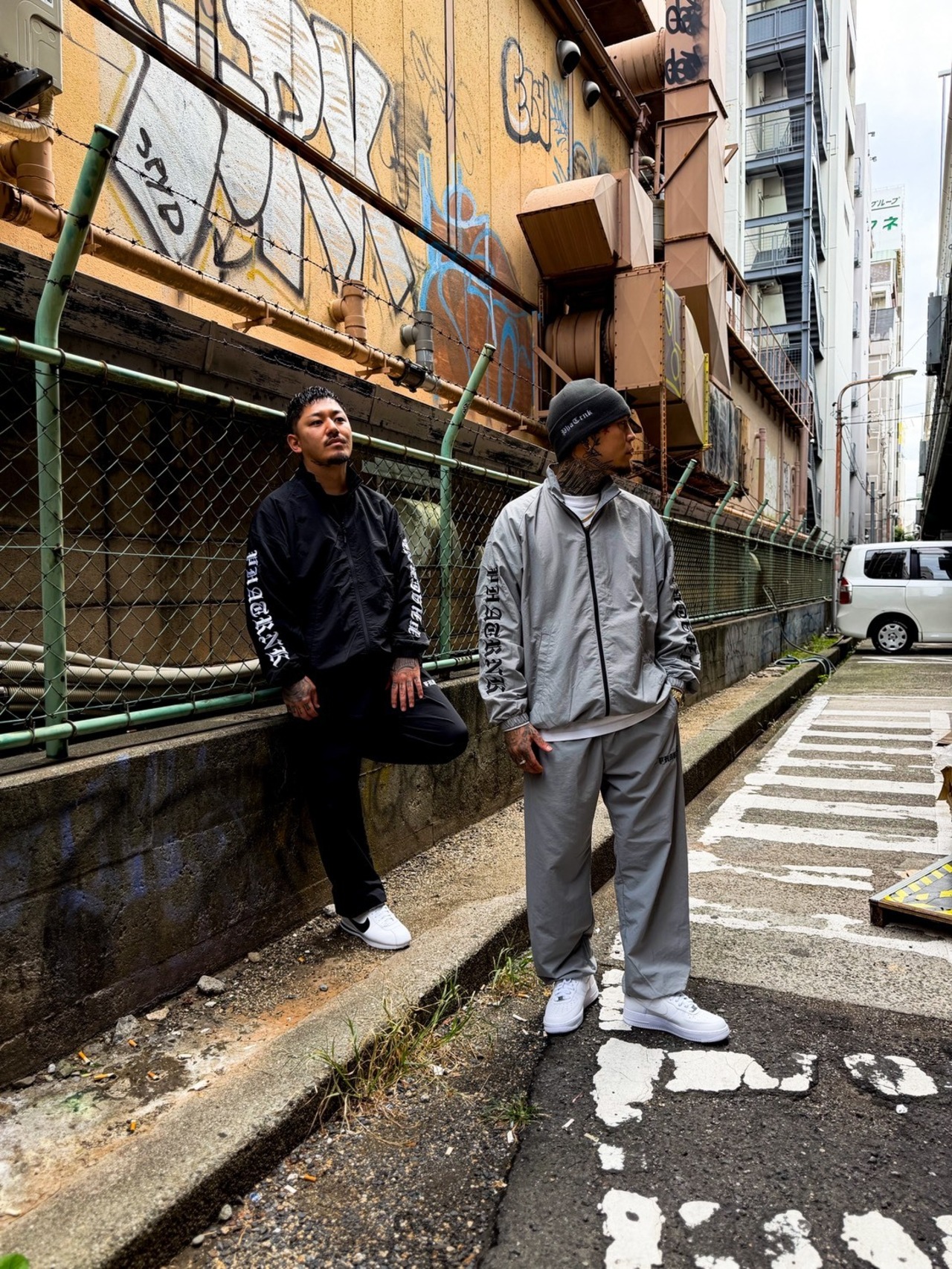 OLD LOGO SLEEVE EMBORIDERY NYLON TRACK PANTS