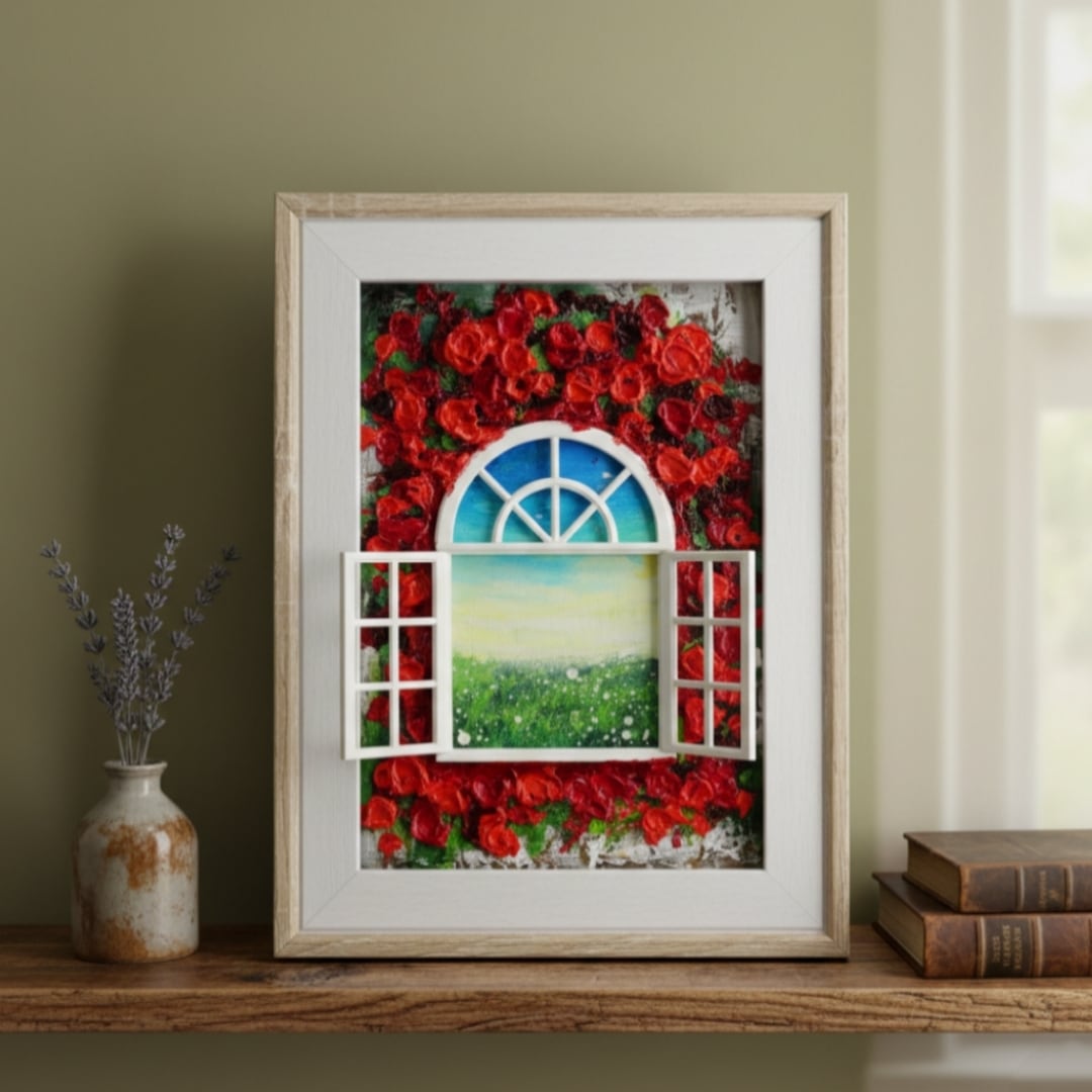 油絵 油彩画 原画「窓の先」絵画 アート インテリア 壁掛け | HIROSHI1990