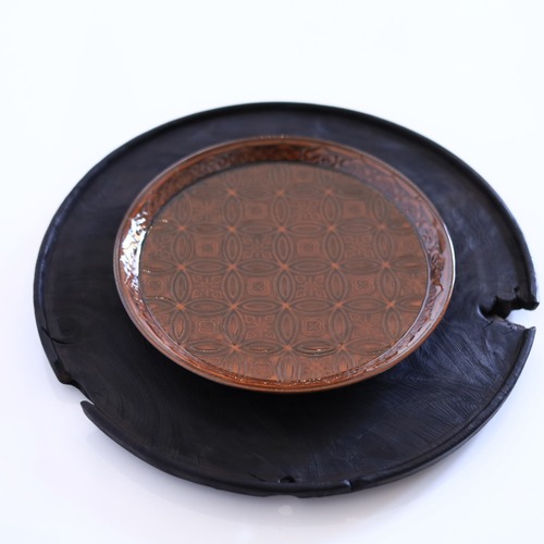 AS 漆山ひろみ　朽ちたTRAY　黒　Φ33cm