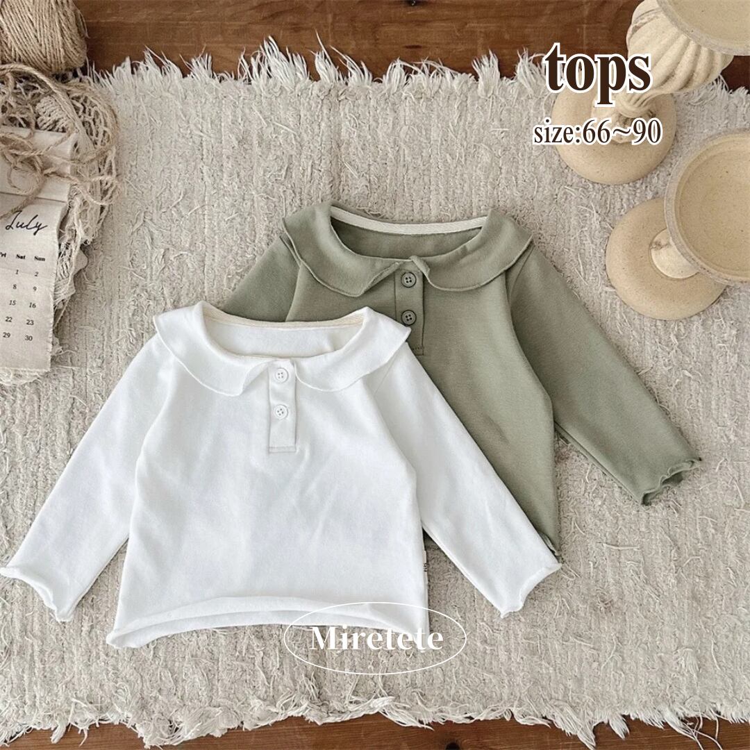 【取寄】シンプルだけど使い勝手抜群なピーターパンカラーメロウ風トップス