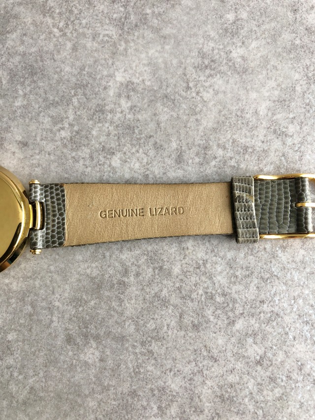 Christian Dior クリスチャン ディオール 腕時計 ゴールド×グレー ローマ文字 リザード型押し クウォーツ vintage ヴィンテージ オールド 3006 vwkm72