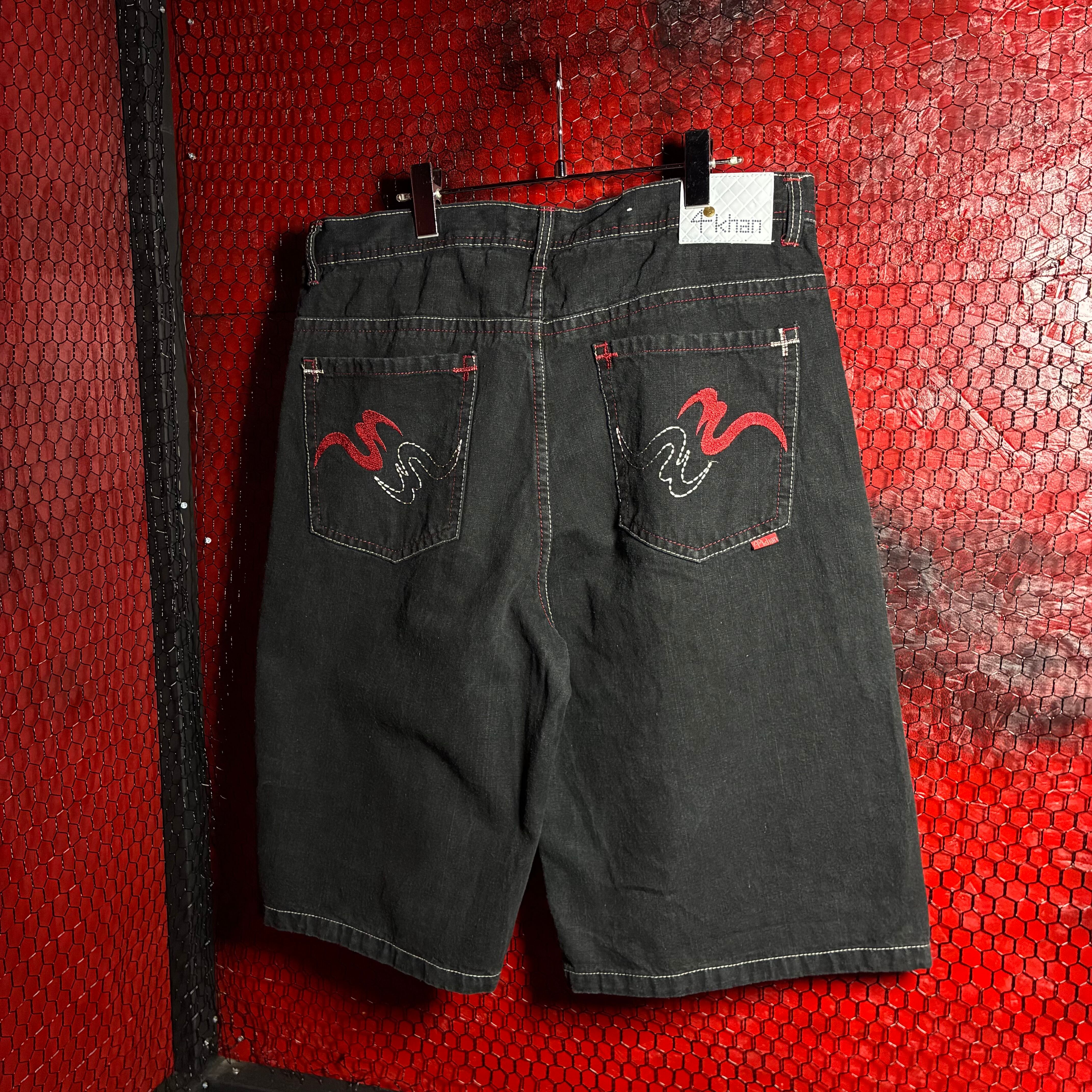ロカウェア 極太 オーバーサイズ デニムショーツ バギーパンツ 黒 B系 