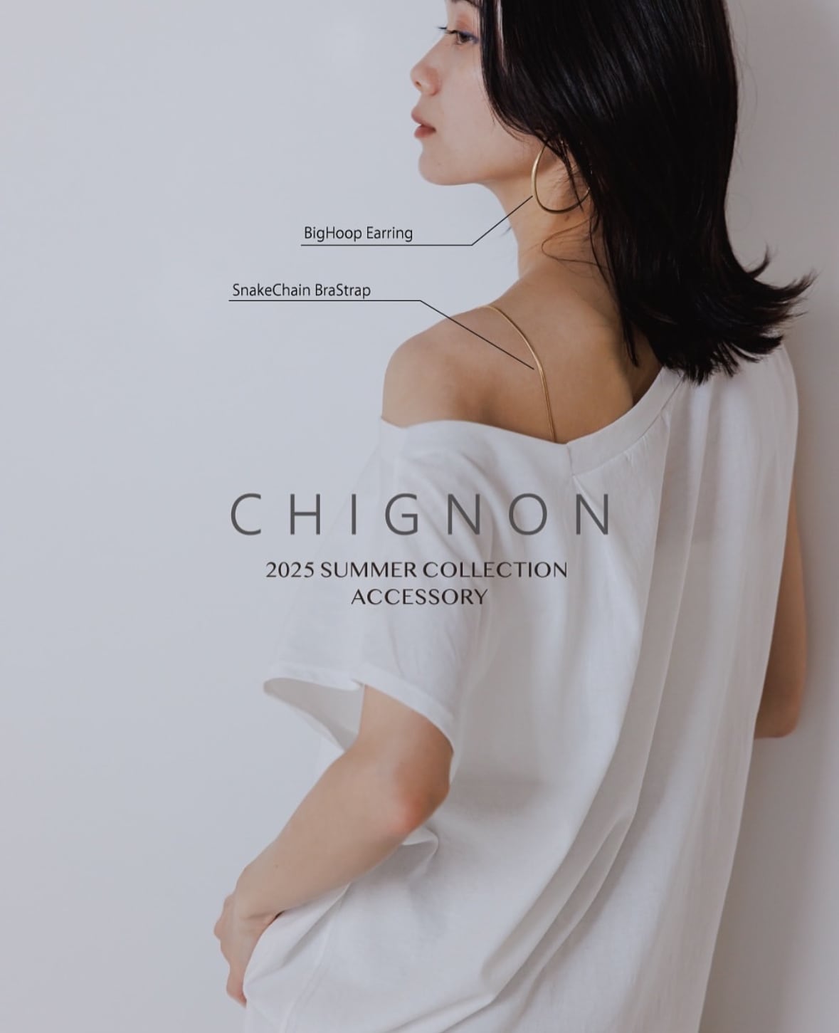 【CHIGNON】BIGフープイヤリング/チェーン2wayピアス