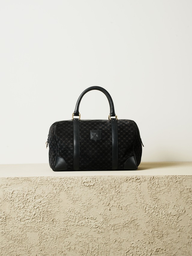 CELINE セリーヌ マカダム柄 スエードレザー ボストンバッグ