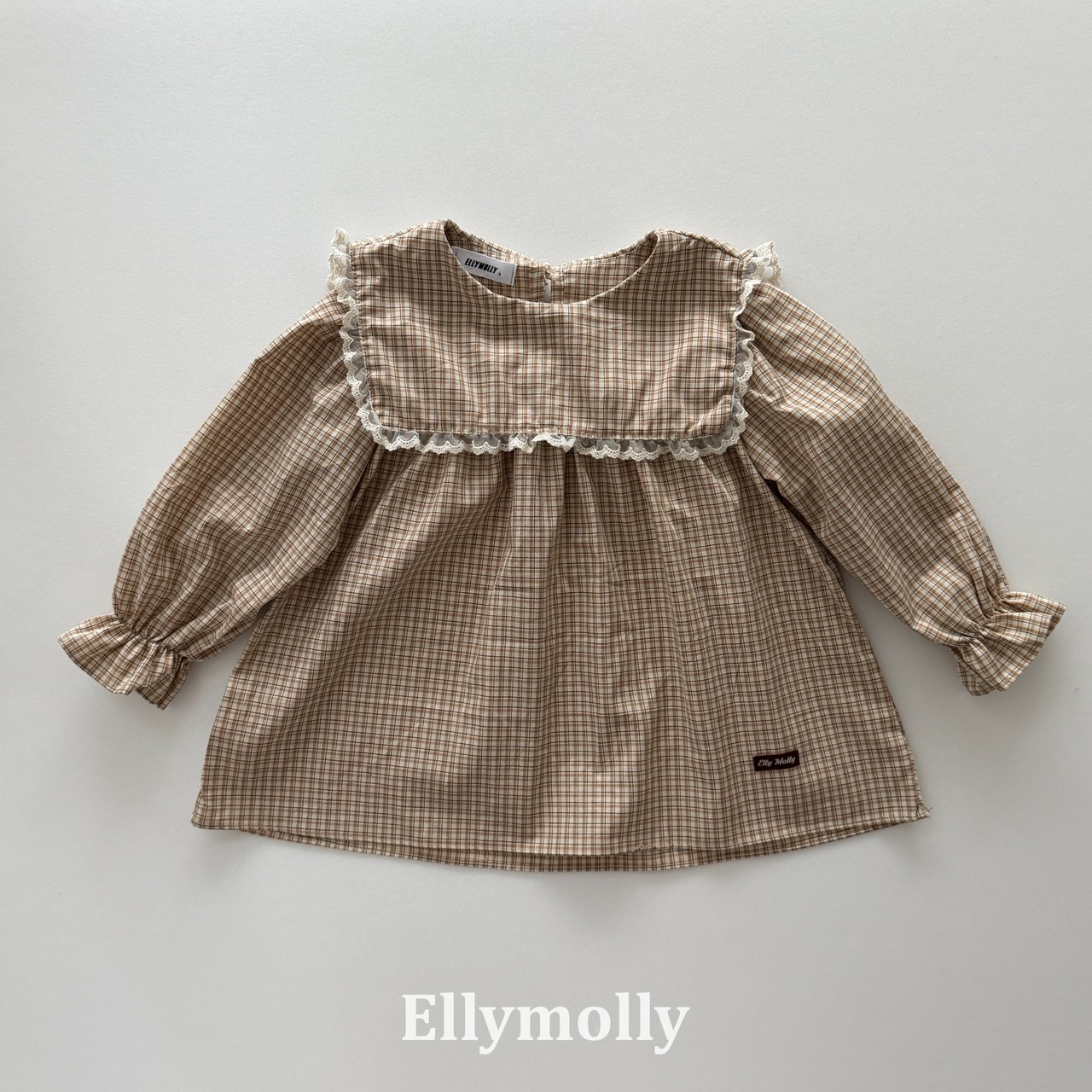 韓国子供服 / 26Autumn / ELLY MOLLY / マスクチェックブラウス / 秋服 *5~15*