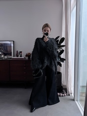 MOKE MOKE shaggy over knit CD/black