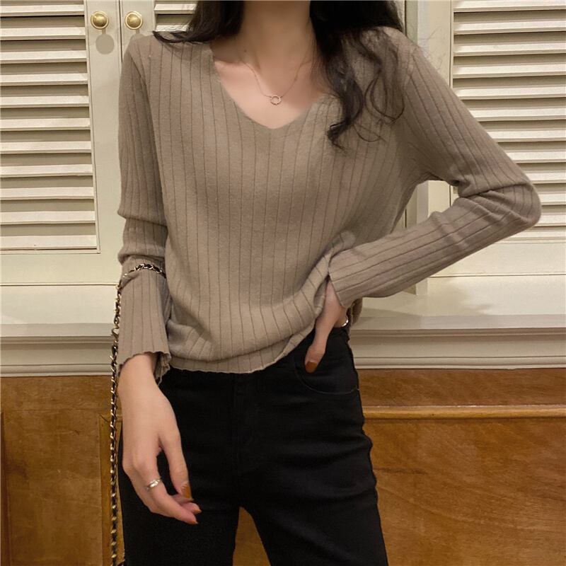 セーター オータムルーズVネックニットトップス ロング 秋物 1号婦人44867618618