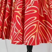 【美品 日本製 フラダンス衣装】レッド ハレハワイイ パウスカート 赤 黄 オレンジ 花柄 イエロー シングル ハワイアン 可愛い
