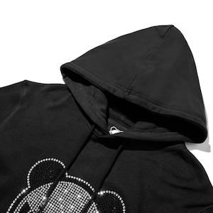 送料無料【HIPANDA ハイパンダ】メンズ ラインストーン フーディー スウェット MEN'S RHINESTONE BASIC LOGO HOODIE SWEAT SHIRT / WHITE・BLACK