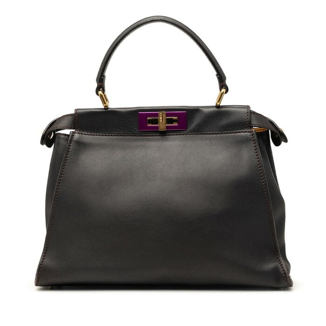 フェンディ ピーカブー レギュラー ハンドバッグ 8BN290 ブラウン レザー レディース FENDI 【中古】