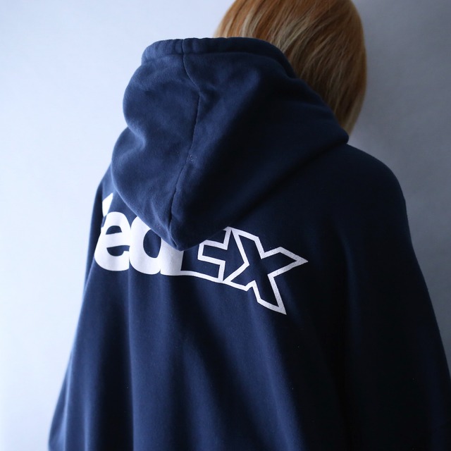 "FedEx" super over silhouette front and back printed sweat parka