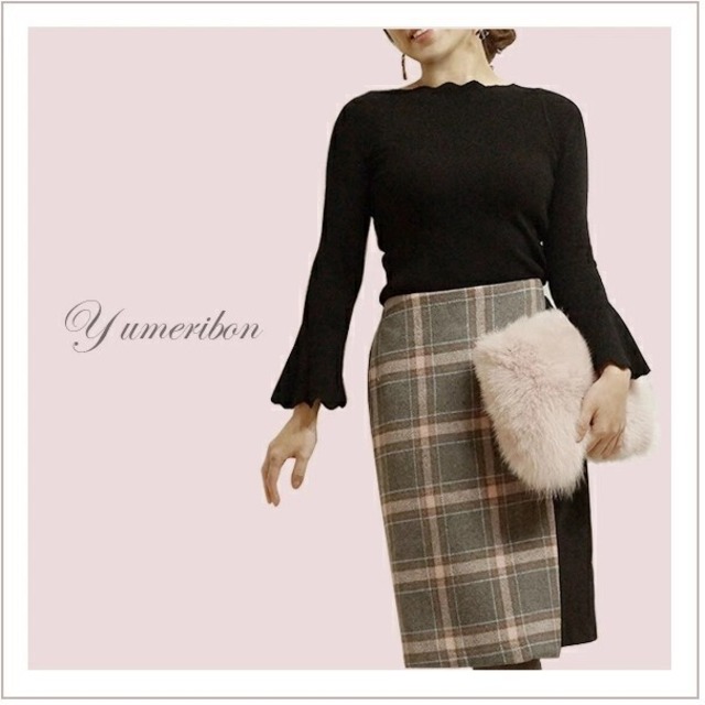 ★即日配送★yumeribonチェックラップタイトスカート(ピンク×グレー)【公式】