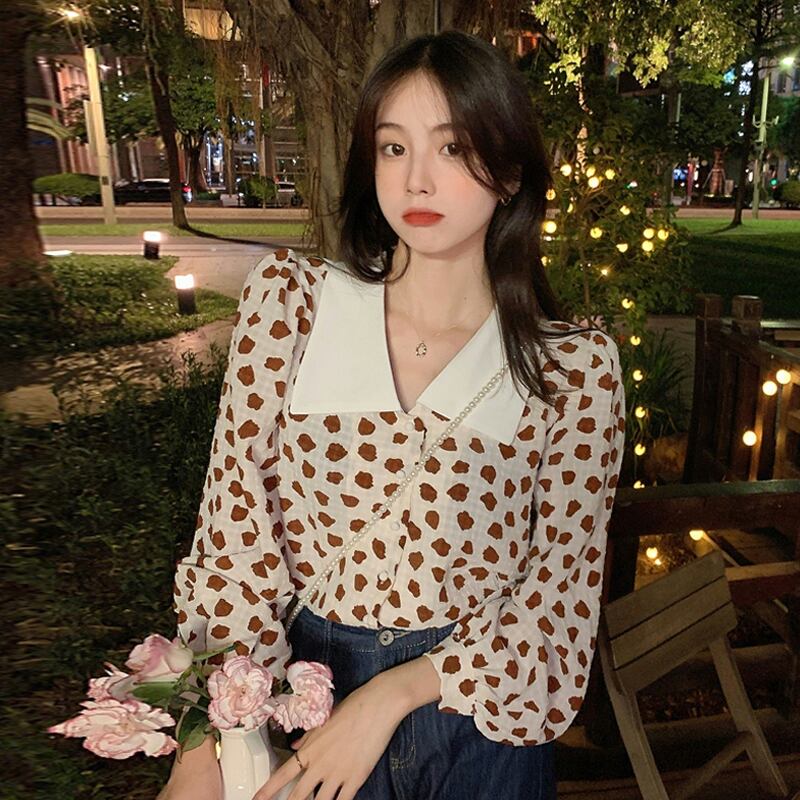 フローラルシャツ スプリングオータムトップス ロング 春物 秋物 花柄 スーパーモール42821968583