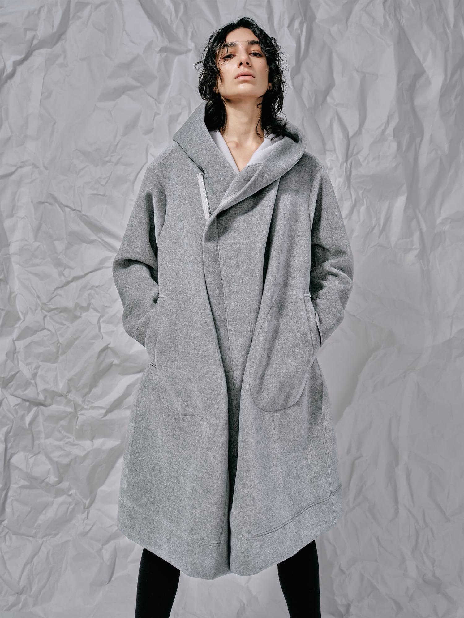 ベロア・ボアティング フーデットコート グレー | J's by a-double