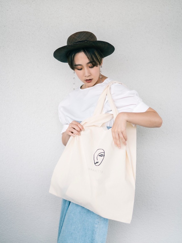 Achromature × blanc face tote (L)