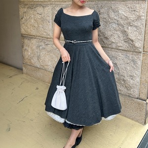 50's gray color back button dress