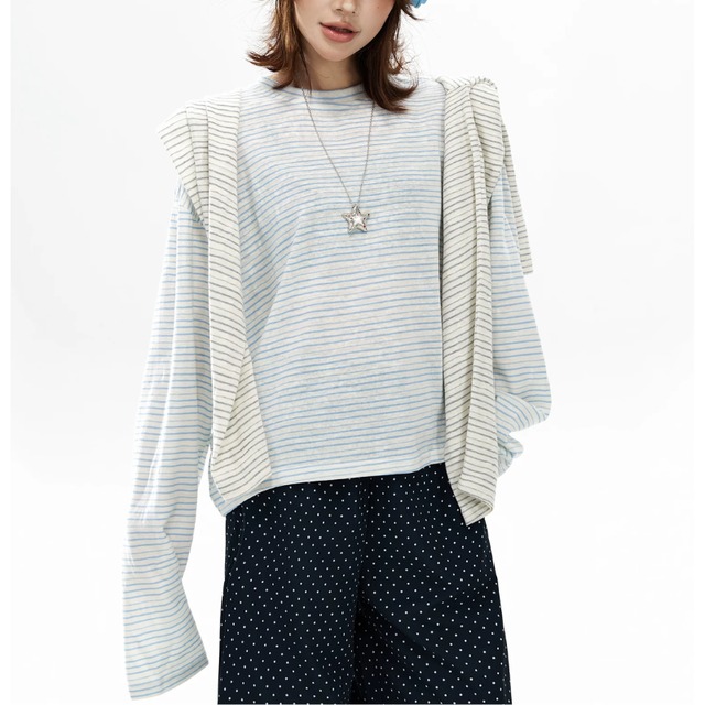 relaxed borde long tee　リラックスボーダーロングティー　J2166