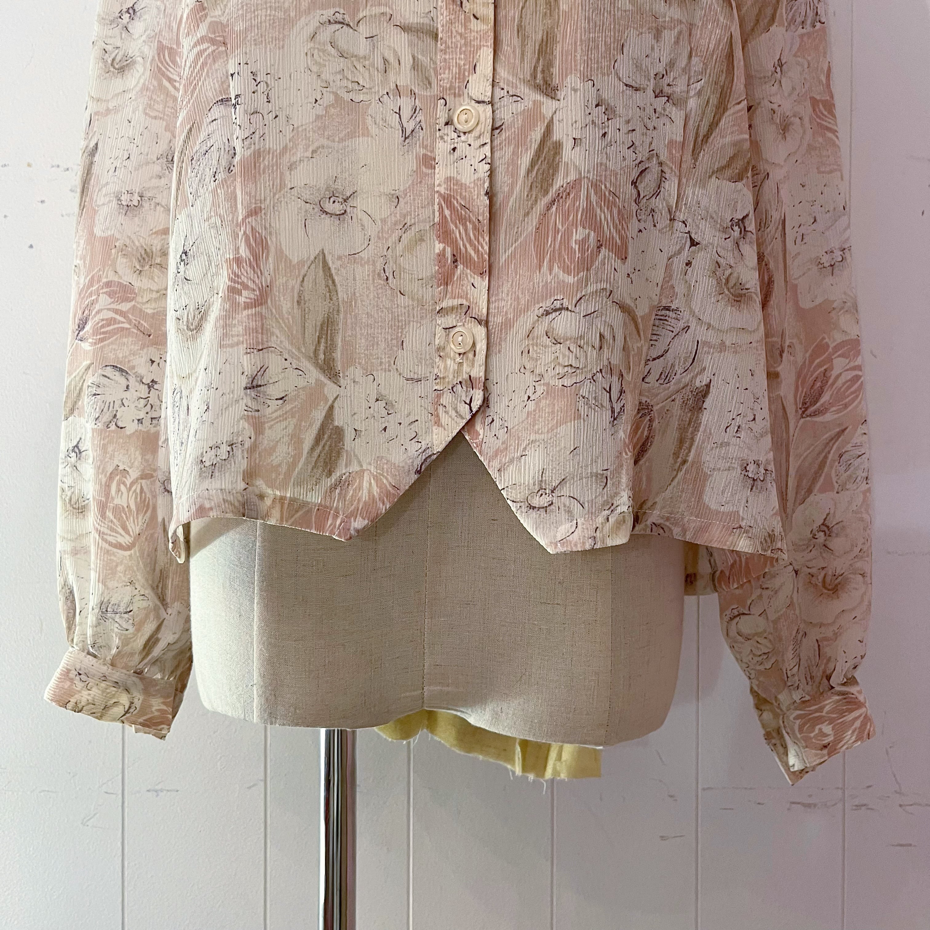 pale pink flower frill blouse