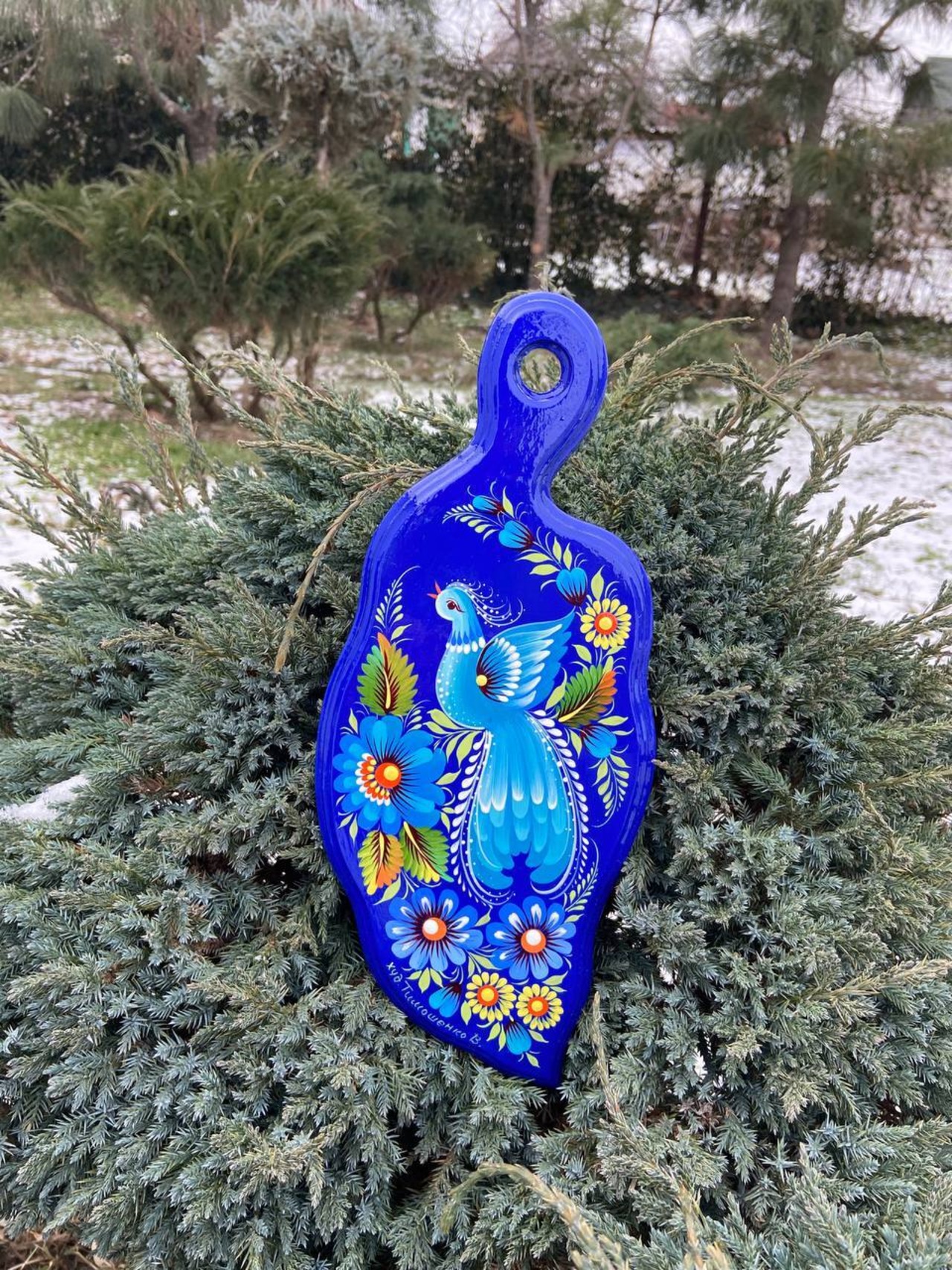 ペトリキウカ塗り　木製ボード　ティモシェンコ作　リーフ - 2