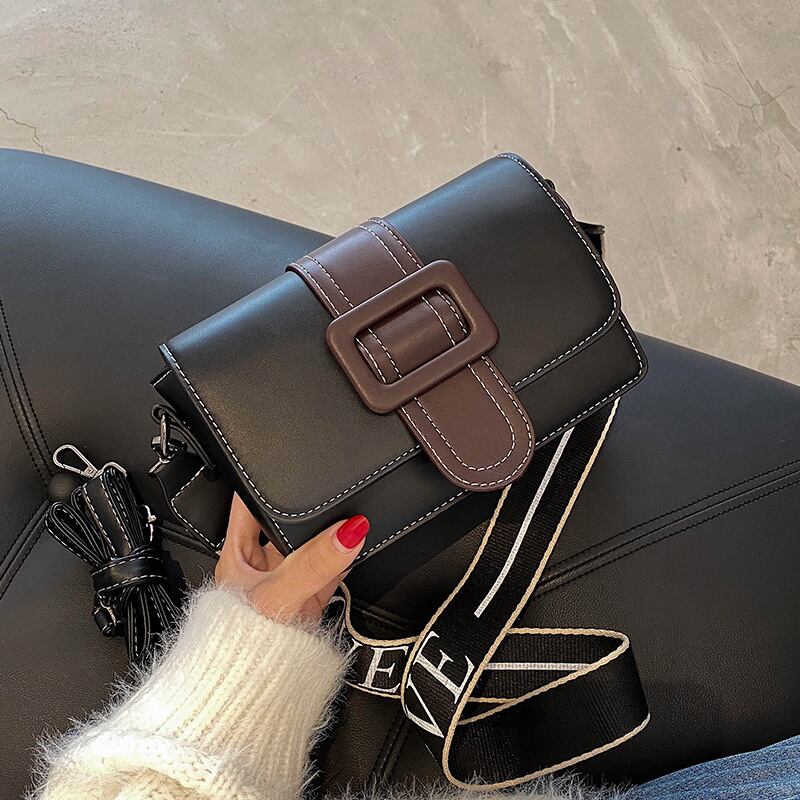 秋冬レトロスモールバッグ女性2020新しい流行のファッションネットレッドワイドショルダーストラップメッセンジャーバッグワイルドシングルショルダースモールスクエアバッグ Tiancai_Wing_Bag7801745754