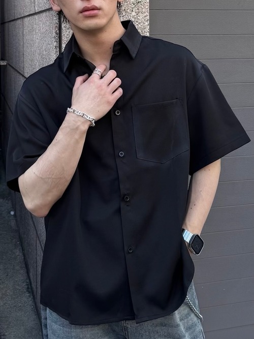 【ALUDE SELECT】color blocking short sleeve box shirt(2color)