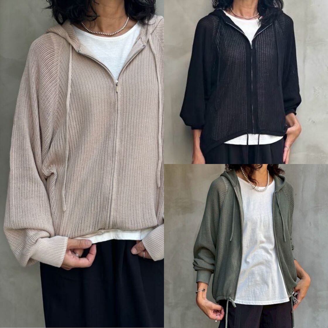 Flamingo firm 】透かし編みジップパーカー | PAY ID 美品 
