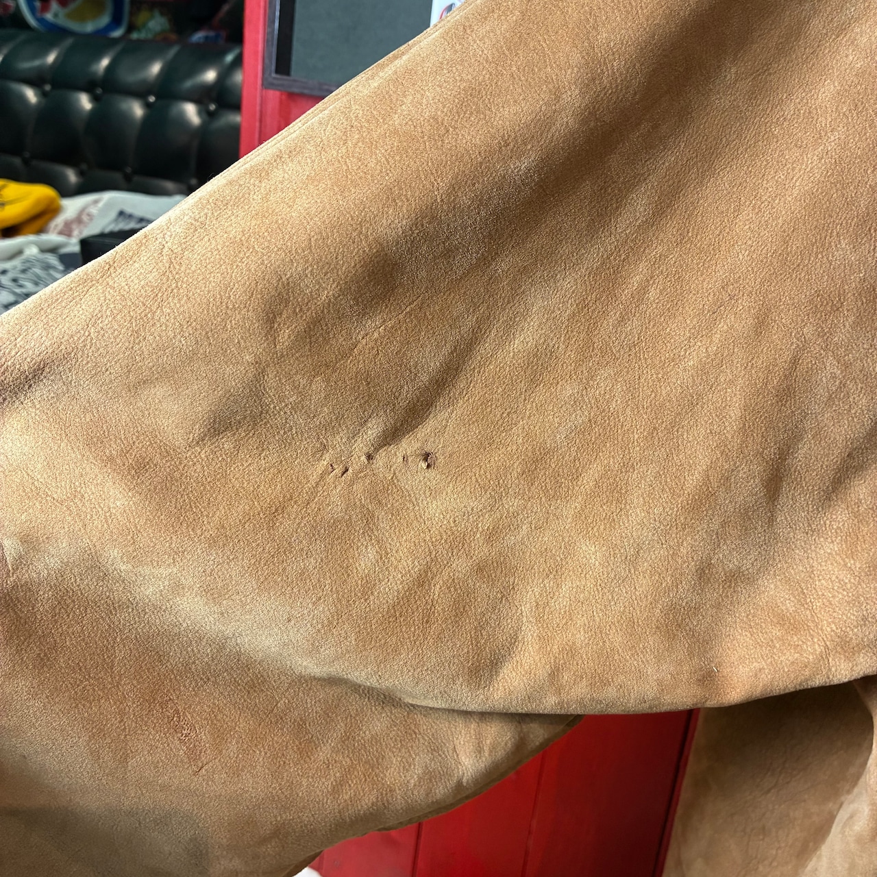 90s Marlboro / ヌバックレザー ジャケット / 本革 / 裏地マップ柄 / マルボロ