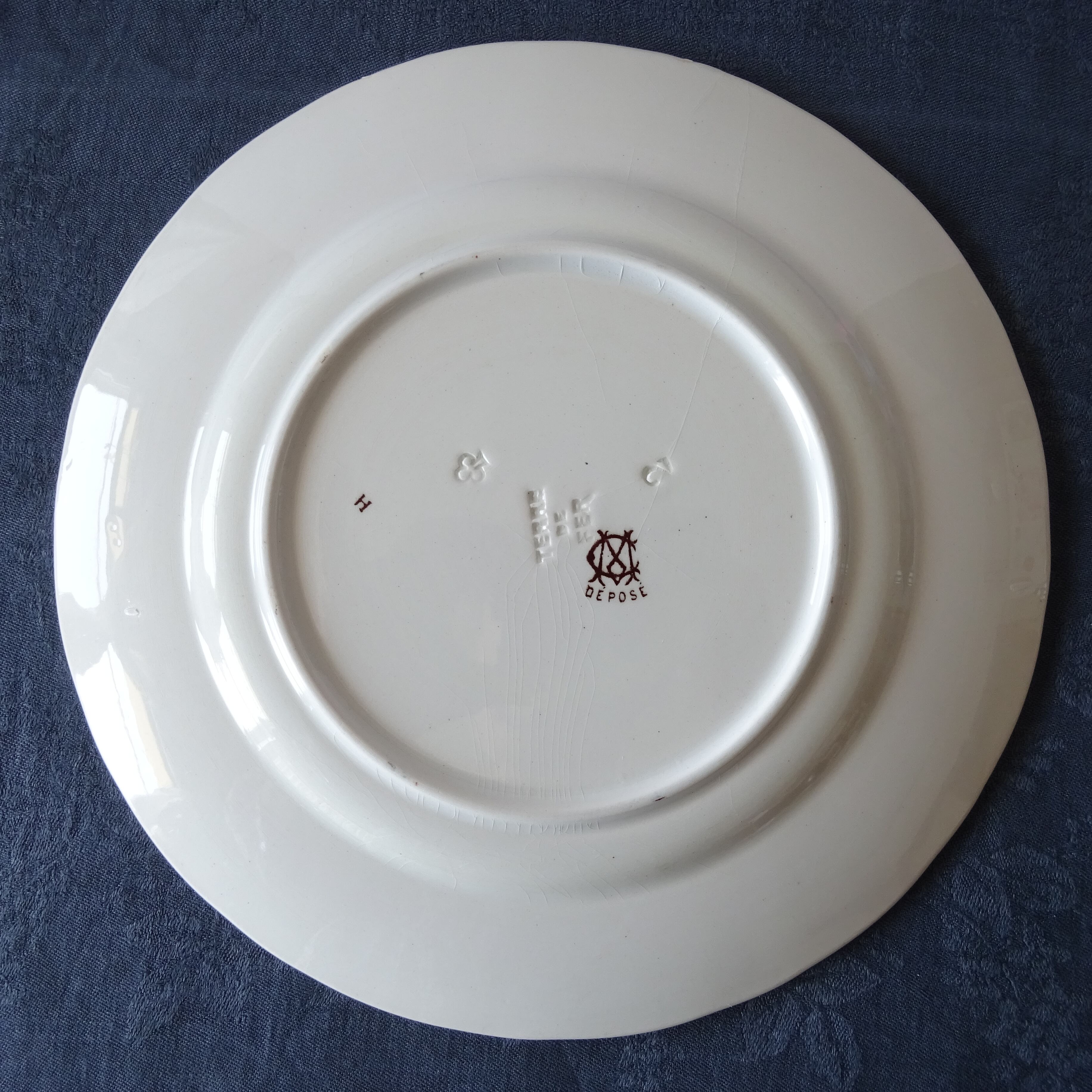 【金継ぎ用】Creil et Montereau＊décor《Fleur de pommier》assiette plate pour Kintsugi