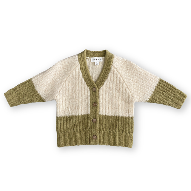 Grown /  Merino Wool Cardigan - Sage/Milk（2,3,4）