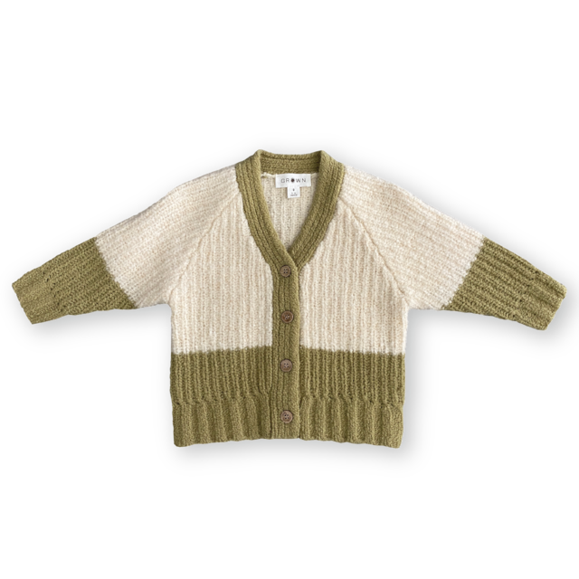 Grown /  Merino Wool Cardigan - Sage/Milk（2,3,4）