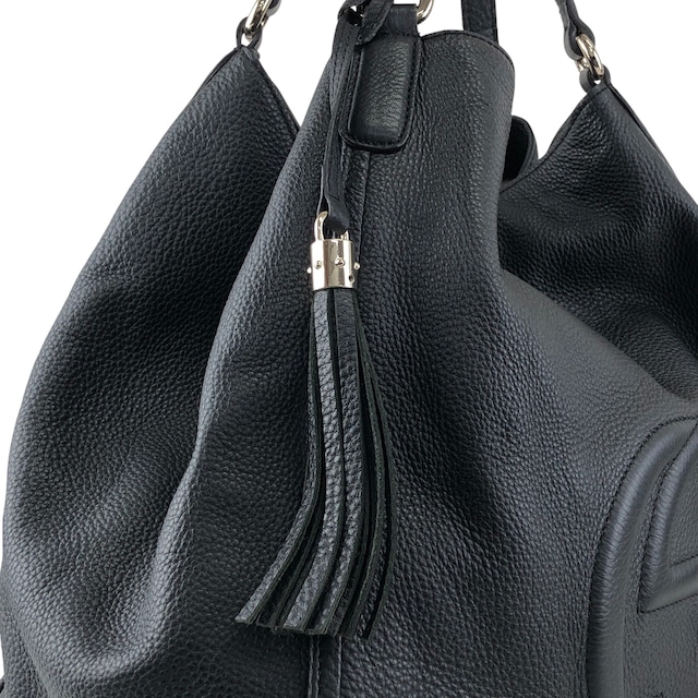 GUCCI グッチ ソーホー ショルダーバッグ ブラック タッセル レザー ホーボーバッグ vintage ヴィンテージ オールド p2pw3n