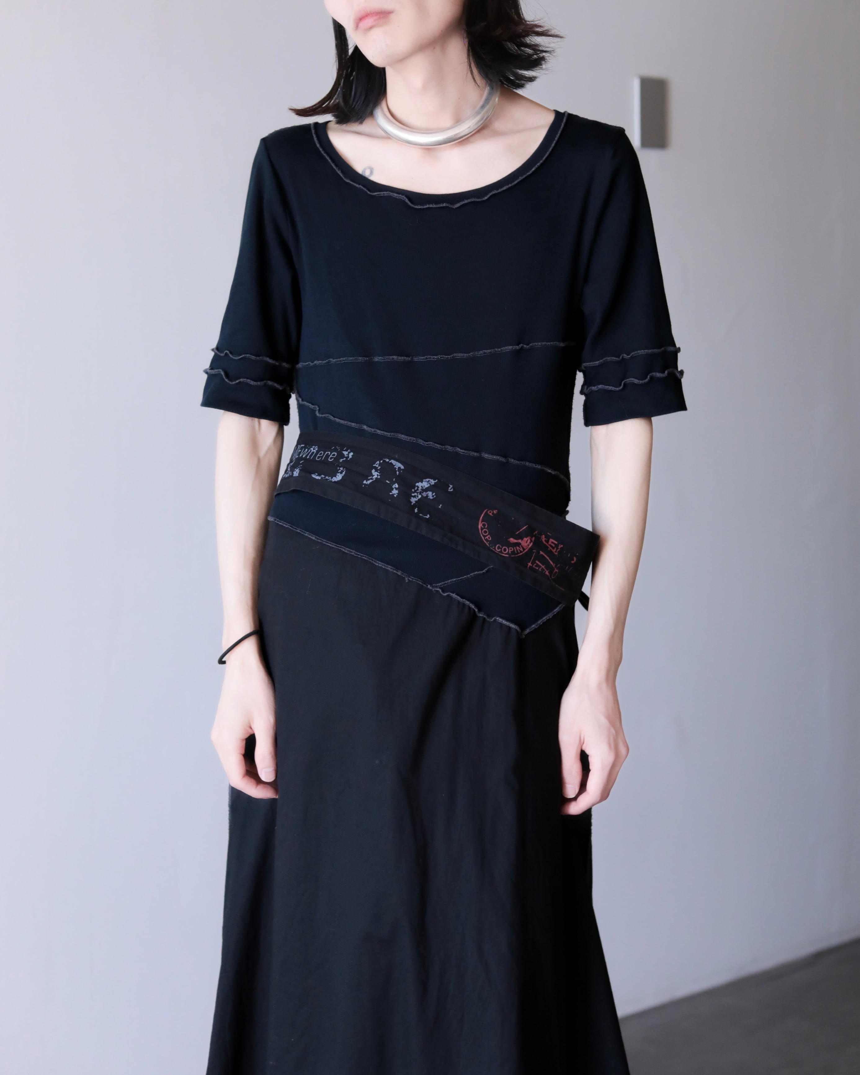 2000s cop.copine insideout design belted maxi length one piece