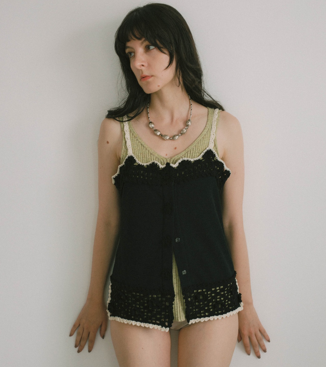 Crochet edging cami・C/#black