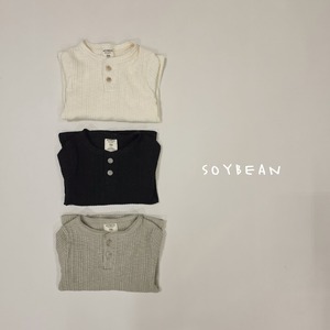 【SOY BEAN】 コットンヘンリーネックTシャツ／アイボリー（80–120cm）