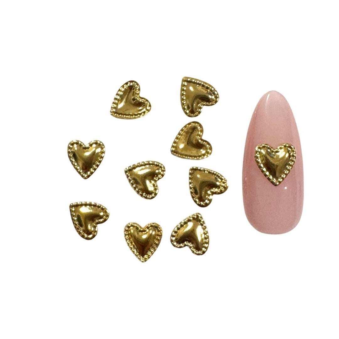 ネイルパーツ ハート ゴールド / シルバー 6mm