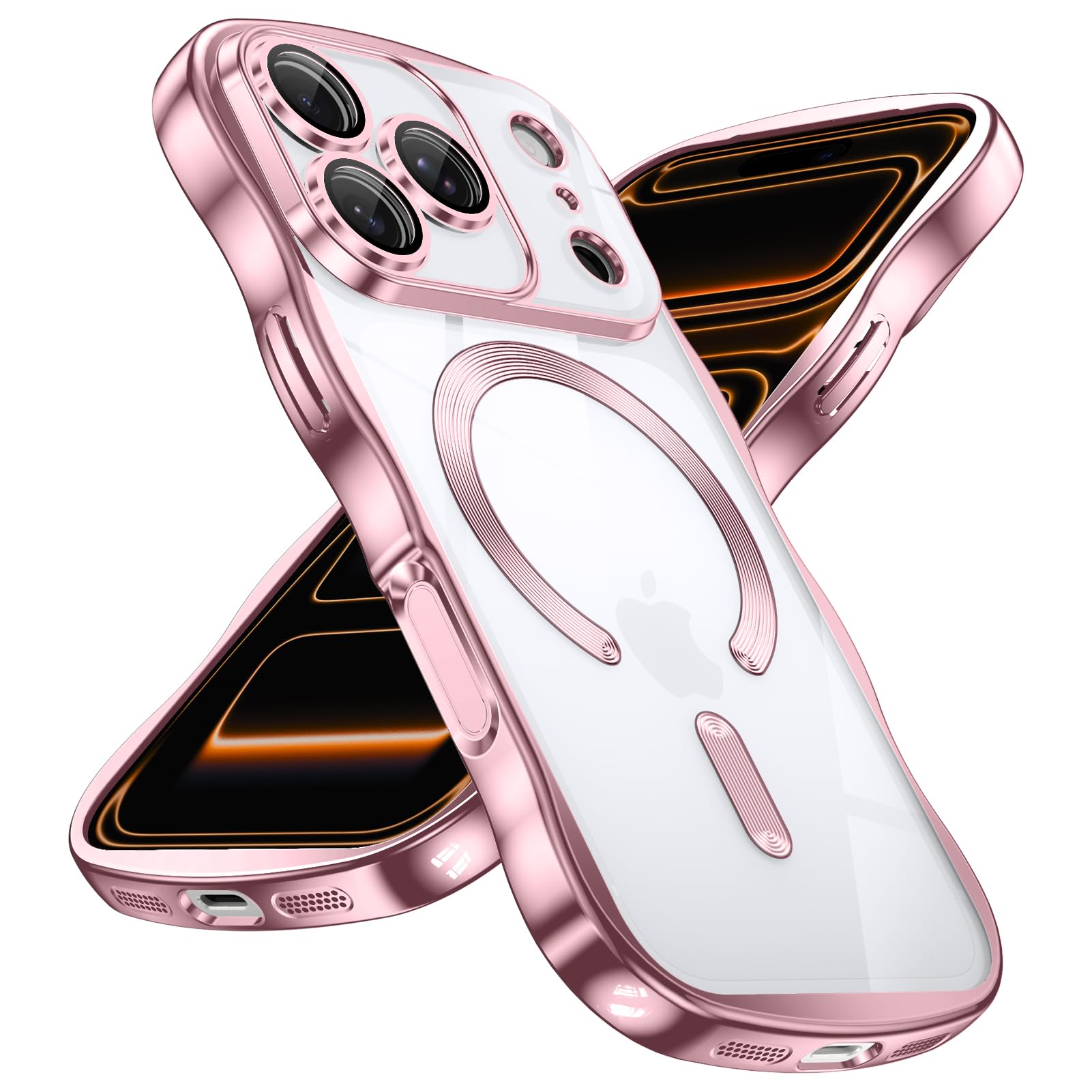 WACJOSD 対応 iPhone 18 Pro / 17 Pro 用の ケース MagSafe対応 マット感 マグネット搭載 米軍MIL規格 ピンク