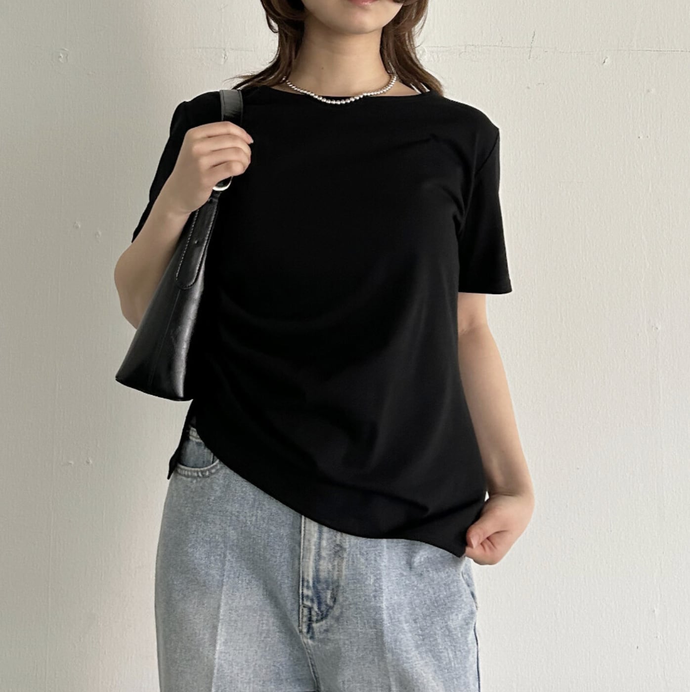 ナンバーミーTOKYO"ASYMMETRICAL TEE"BLACK