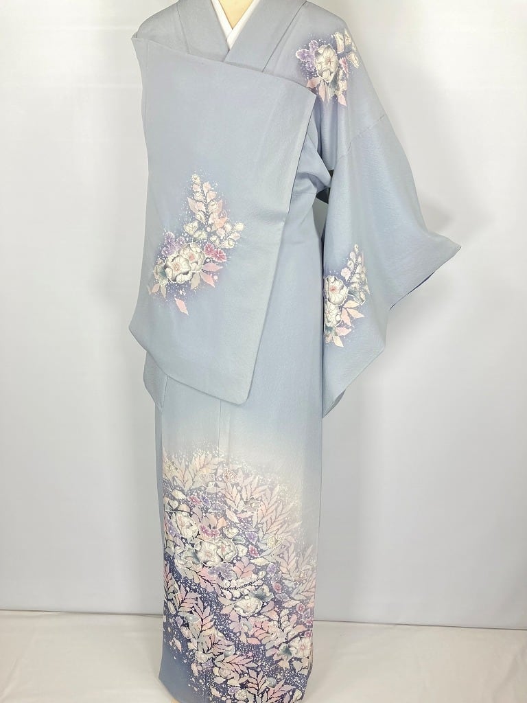 翠山工房 辻が花 絞り やまと誂製 訪問着 正絹 水色 紫 1087 | kimono 