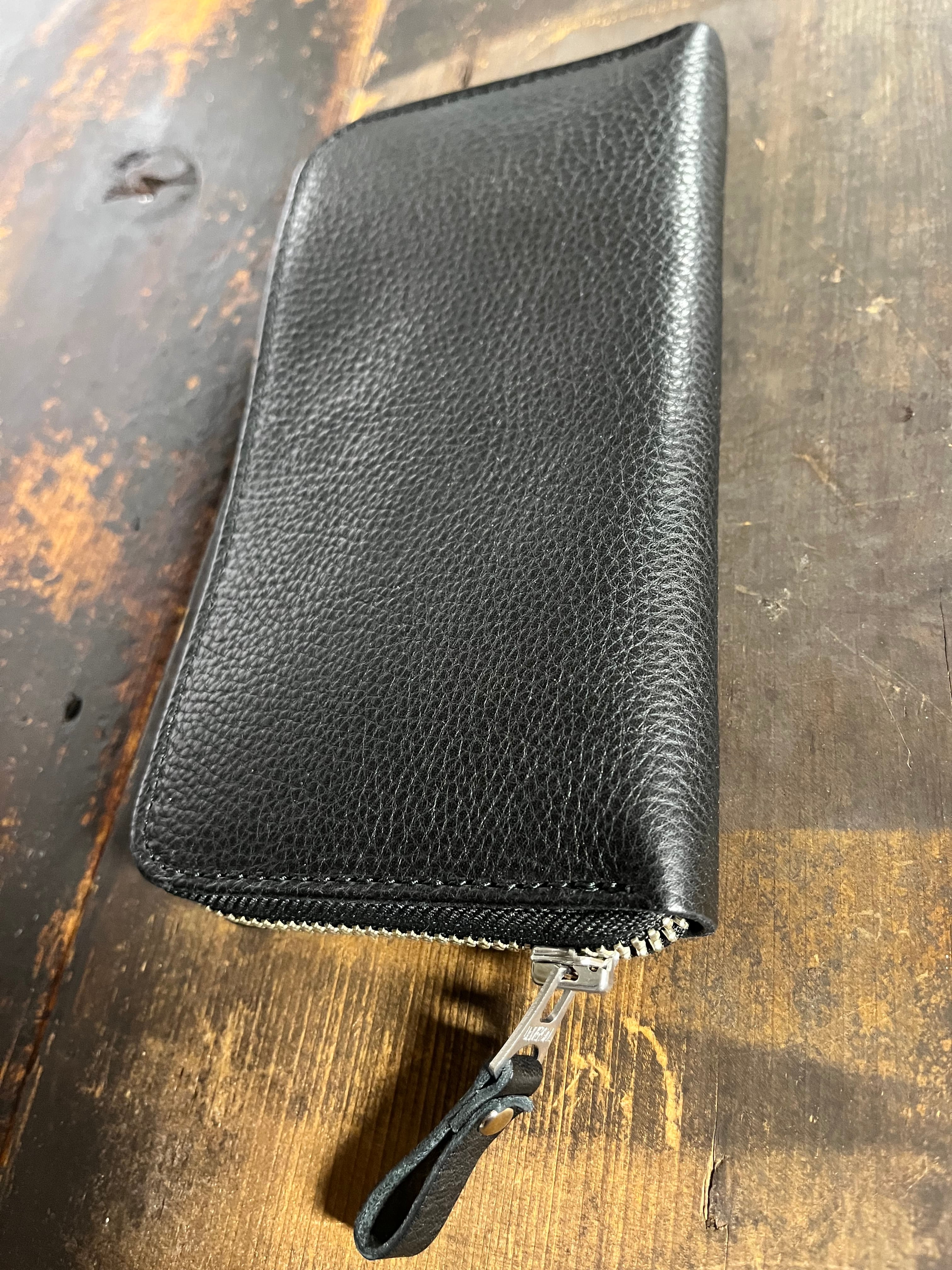 ラウンドファスナー SH005 シュリンクレザー BLK | TRAVISHOOD