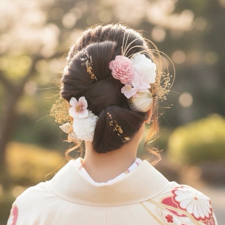 A515 ドライフラワー 桜 髪飾り 白 卒業式 袴 成人式 振袖 結婚式 和装